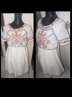 Orange Creek Hippie Boho Embroidered Elegant Dress Womens Size S